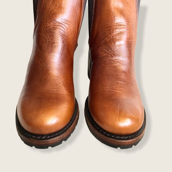 Frye Sabrina Chelsea Cognac Leather Ankle Booties - Picture 10 of 16